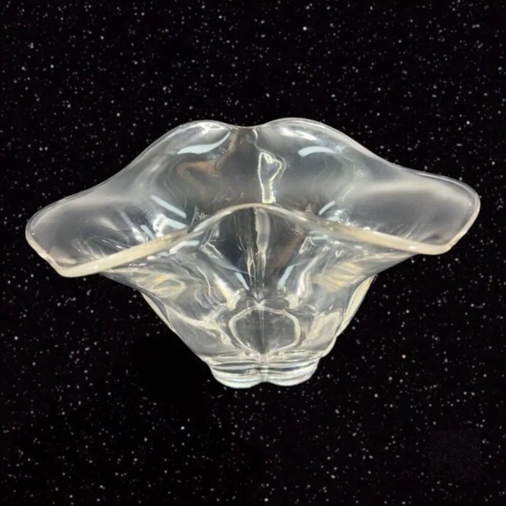DUNCAN & MILLER Clear Canterbury Centerpiece Crimped Bowl‎ Dish Wavy Top Vintage